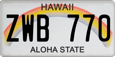 HI license plate ZWB770