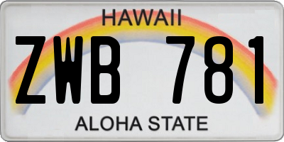 HI license plate ZWB781