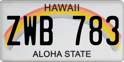 HI license plate ZWB783