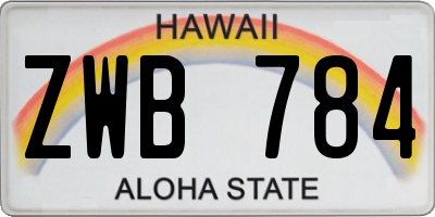 HI license plate ZWB784