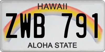 HI license plate ZWB791