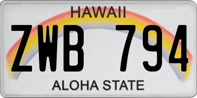 HI license plate ZWB794