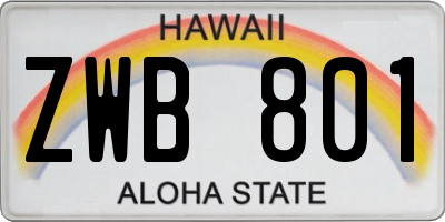 HI license plate ZWB801