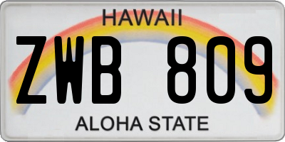 HI license plate ZWB809