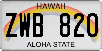 HI license plate ZWB820