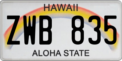 HI license plate ZWB835
