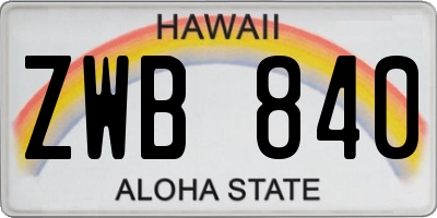 HI license plate ZWB840