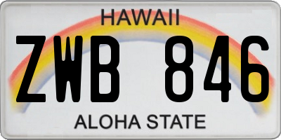 HI license plate ZWB846