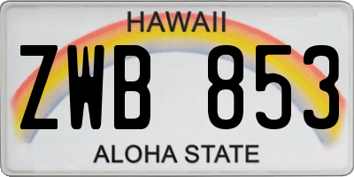 HI license plate ZWB853