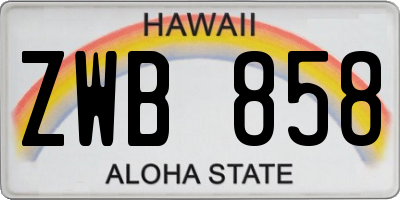 HI license plate ZWB858