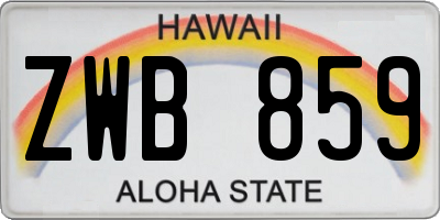 HI license plate ZWB859