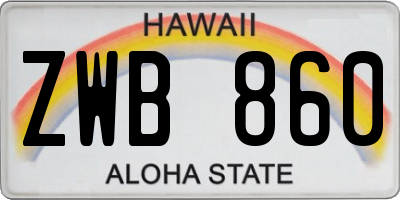 HI license plate ZWB860