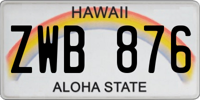 HI license plate ZWB876