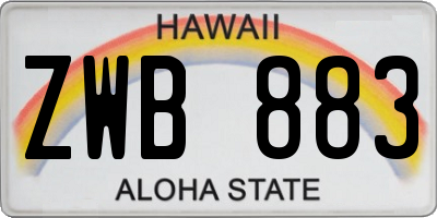 HI license plate ZWB883