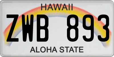 HI license plate ZWB893