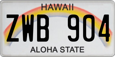 HI license plate ZWB904