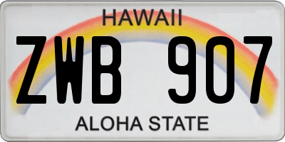 HI license plate ZWB907
