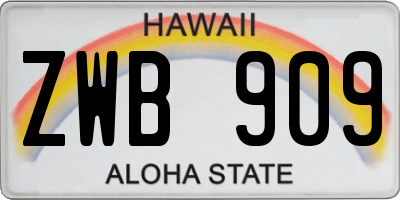 HI license plate ZWB909