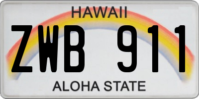 HI license plate ZWB911