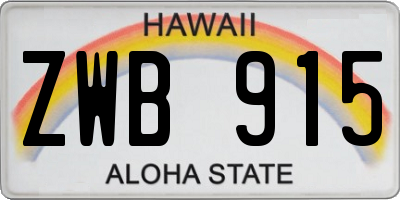 HI license plate ZWB915