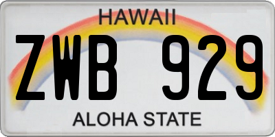 HI license plate ZWB929