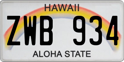 HI license plate ZWB934