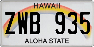 HI license plate ZWB935