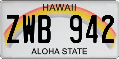 HI license plate ZWB942