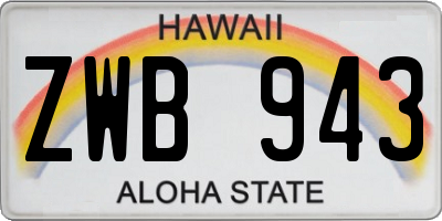 HI license plate ZWB943
