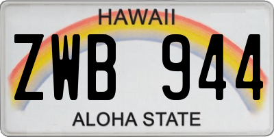 HI license plate ZWB944