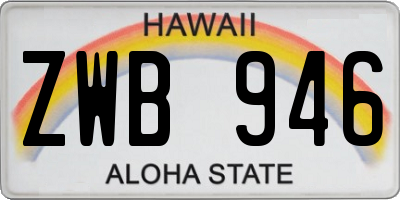 HI license plate ZWB946