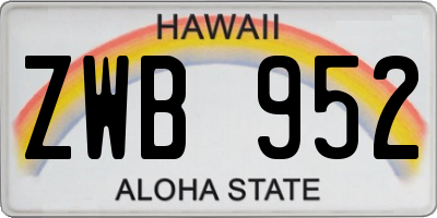 HI license plate ZWB952