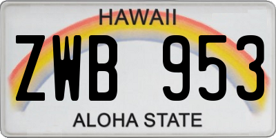 HI license plate ZWB953