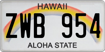 HI license plate ZWB954