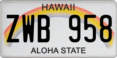 HI license plate ZWB958