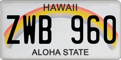 HI license plate ZWB960