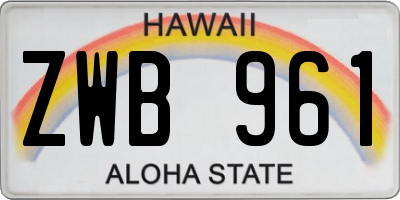 HI license plate ZWB961