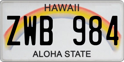HI license plate ZWB984