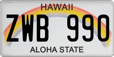 HI license plate ZWB990