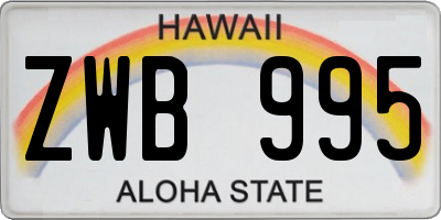 HI license plate ZWB995