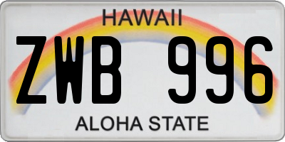 HI license plate ZWB996