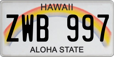 HI license plate ZWB997