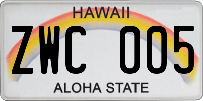 HI license plate ZWC005