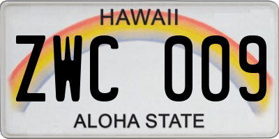 HI license plate ZWC009