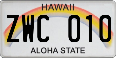 HI license plate ZWC010