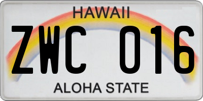 HI license plate ZWC016