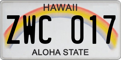 HI license plate ZWC017