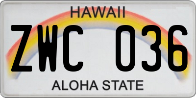 HI license plate ZWC036