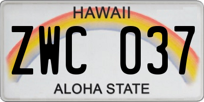 HI license plate ZWC037
