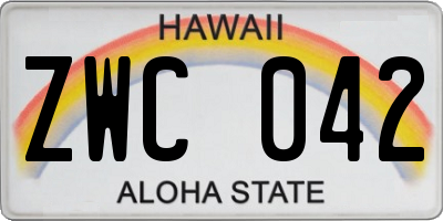HI license plate ZWC042
